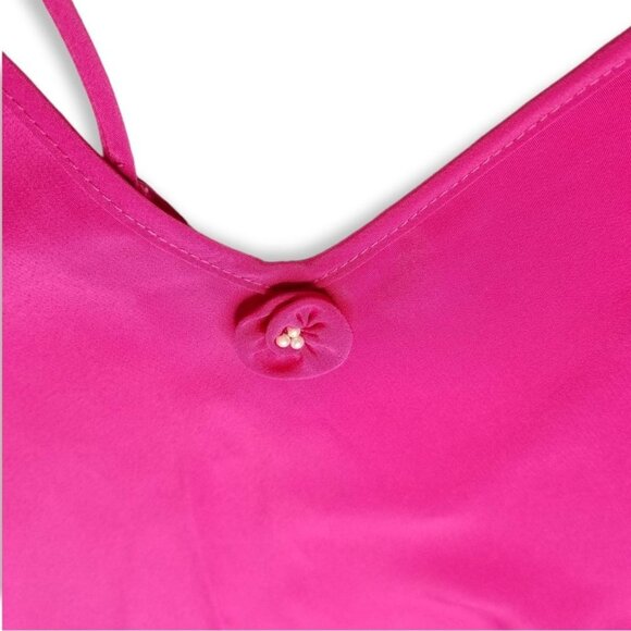 Vintage 70s 80s Christian Dior Pink Midi Slip Dress Flower Pearl On Chest - Picture 8 of 10